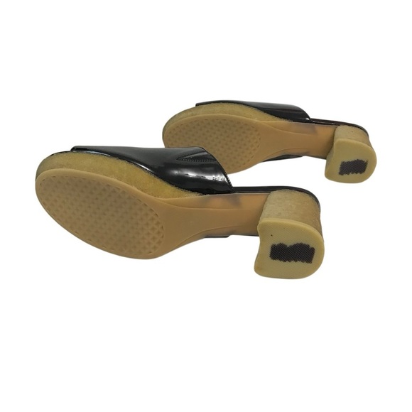 AEROSOLES Black Faux Patent Leather Siz 13 Canie Heeled Open Toe - Picture 4 of 6